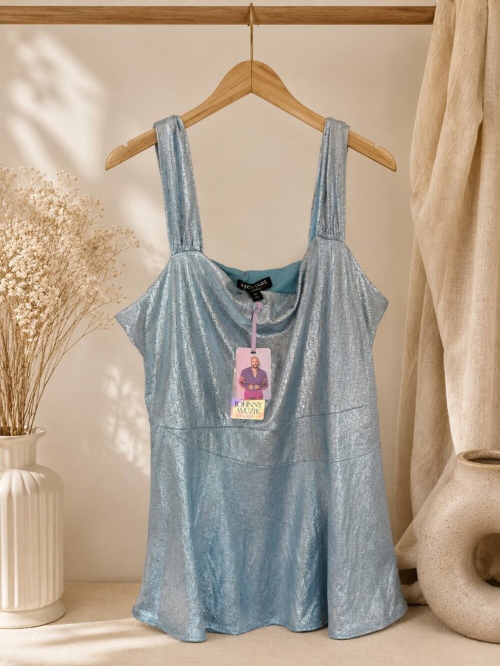 NWT Johnny Wujek for JCPenney Metallic Blue Shimmer Dress Size 2X Plus Size